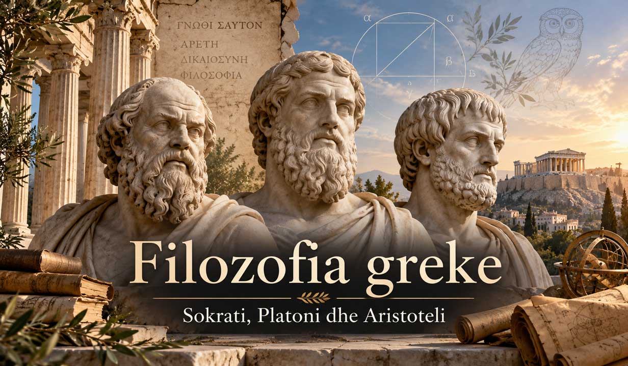 Filozofia greke me Sokratin, Platonin dhe Aristotelin, në sfondin e Athinës së lashtë